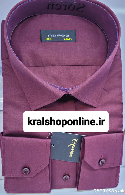 پیراهن پارچه تترون تایلندی رنگ زرشکی سایز2XL
