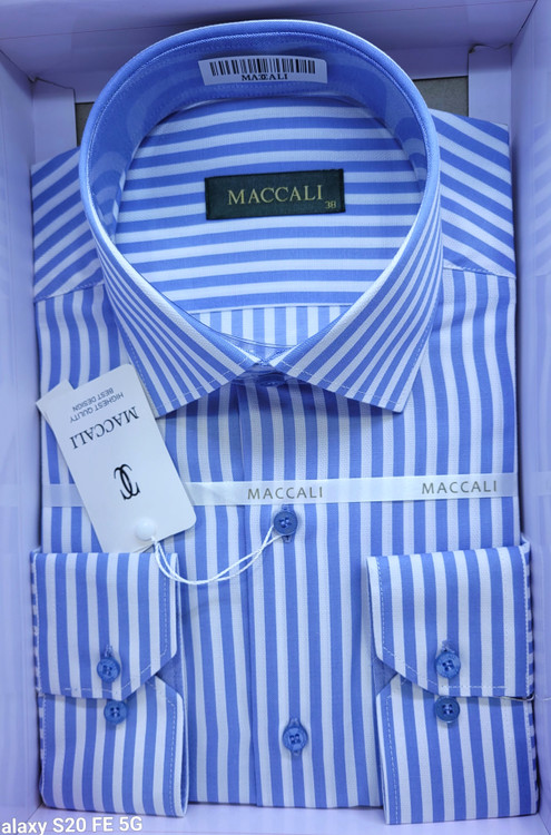 پیراهن مردانه راه راه درشت پارچه ترک جزئیات