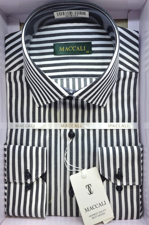 پیراهن مردانه راه راه درشت پارچه ترک نمای پشت